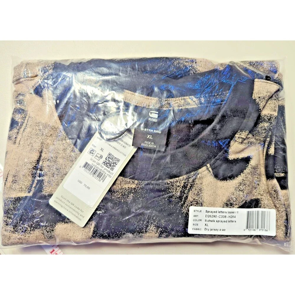 G-Star Raw T-Shirt, Mens XL, G-Star Light Chalk Sprayed Letters Crewneck T-Shirt - Picture 8 of 15